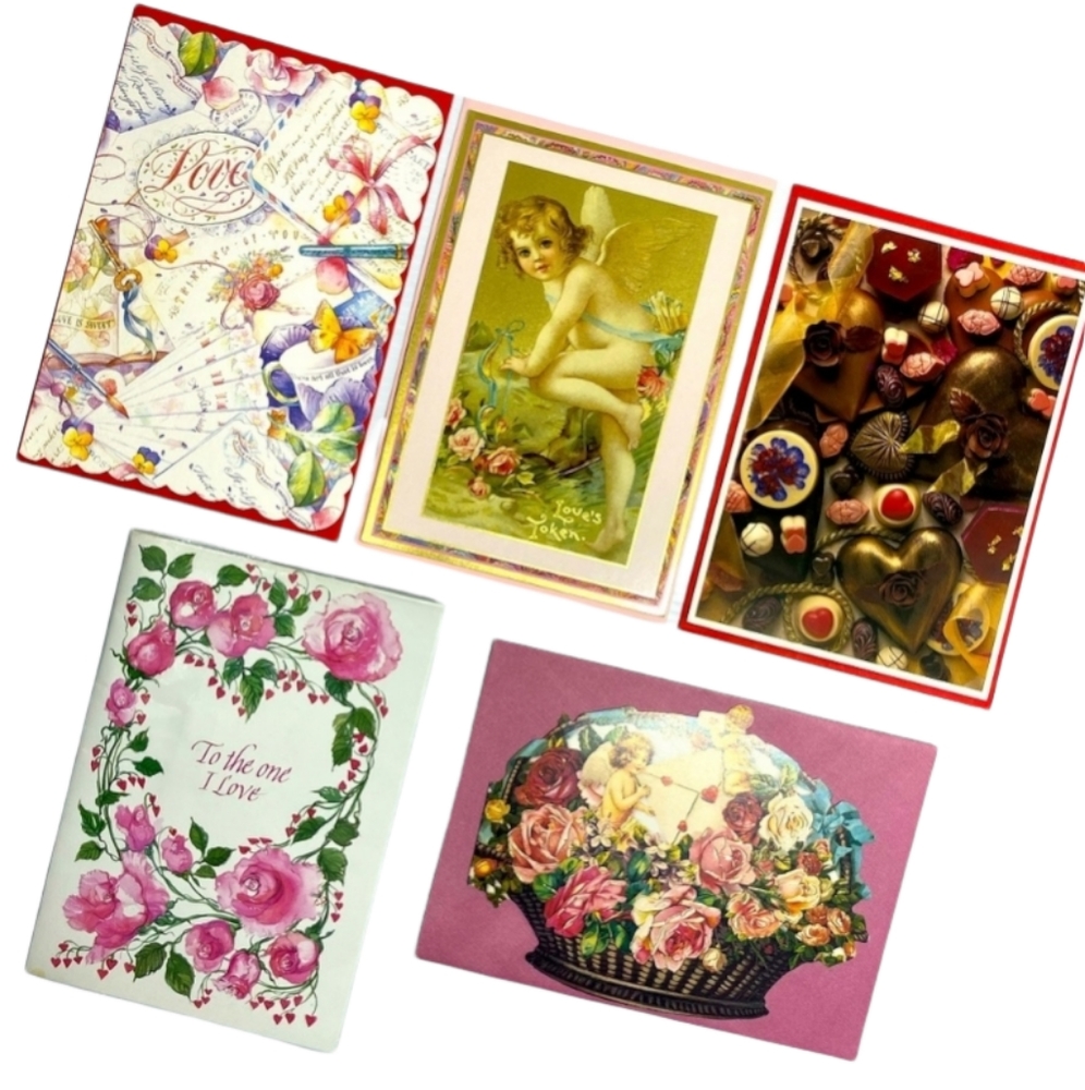 Victorian Valentines Vintage Antique Style Bundle Set Floral Art Collection - Picture 13 of 15
